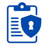 clipboard with safe and private symbol